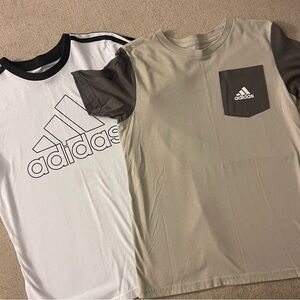 Boys Adidas White and Tan T-Shirt Duo